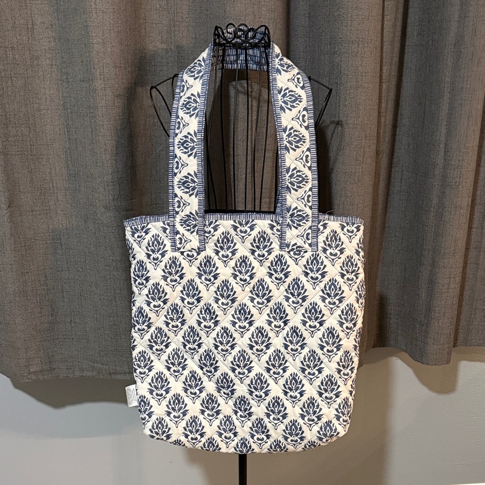 French Country Blue and White Patterned Tote Bag